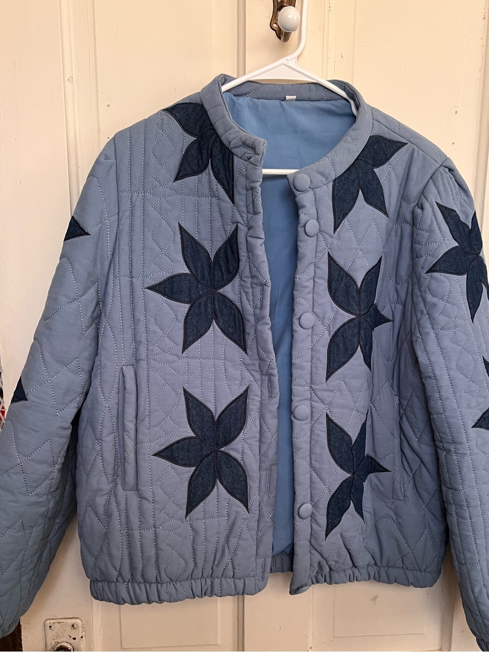 NOT Free People Quilted Light Blue Puffer Jacket